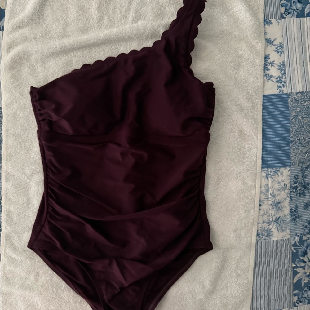 Kona Sol One-Shoulder Burgundy Swimsuit